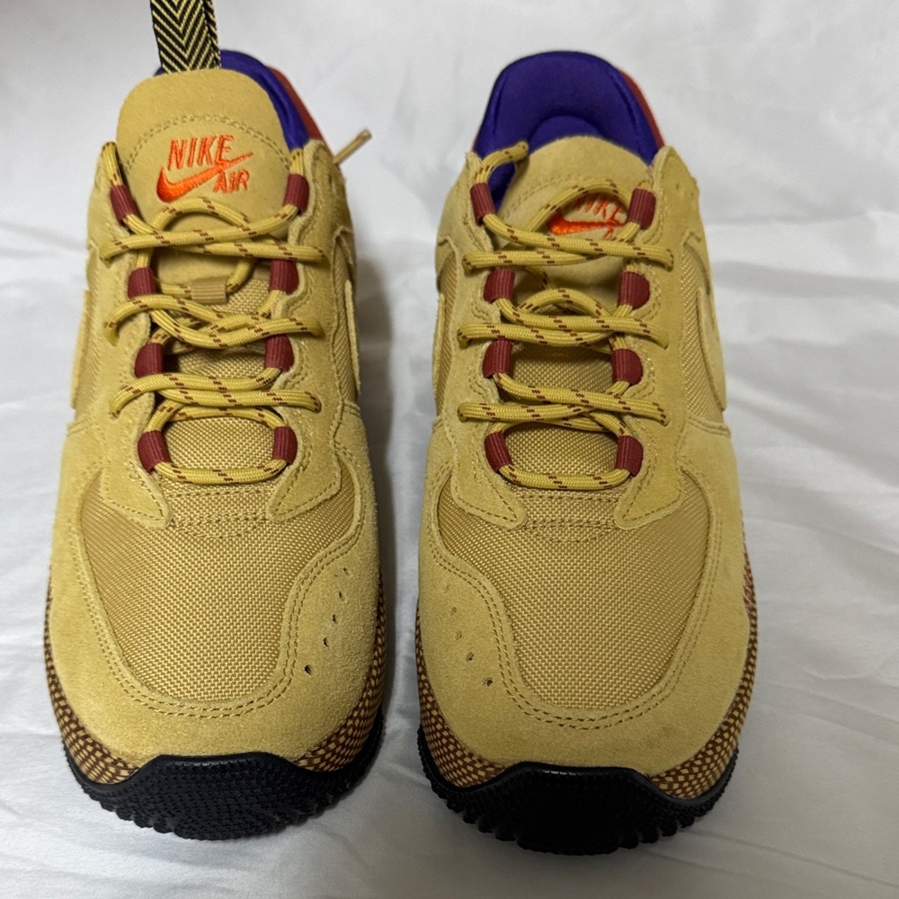 Nike Kids Yellow Sneakers with Orange Accents and Purple Lining